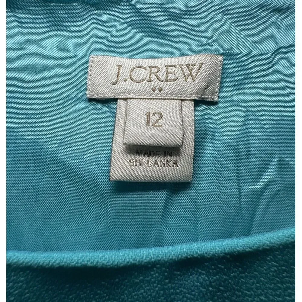 J. CREW Turquoise Sleeveless Ruched Crepe Tank‎ Dress Size 12 Outdoors, Brunch